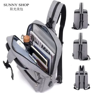 14.1 Inch Laptop Backpack Women Men Waterproof Lightweight Slim Chest Bagpack Canvas Sling