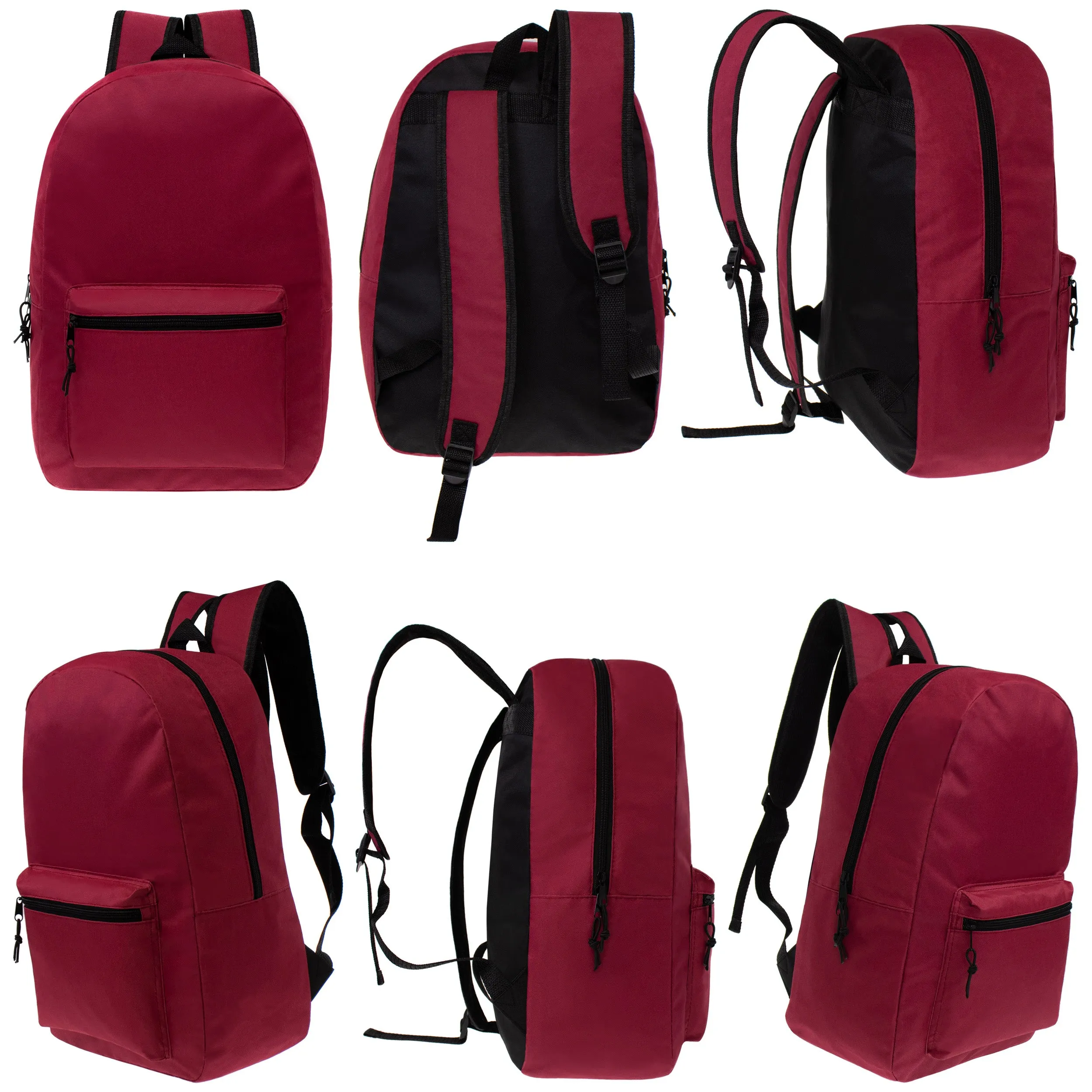 17" Kids Basic Wholesale Backpack in 8 Colors - Bulk Case of 24