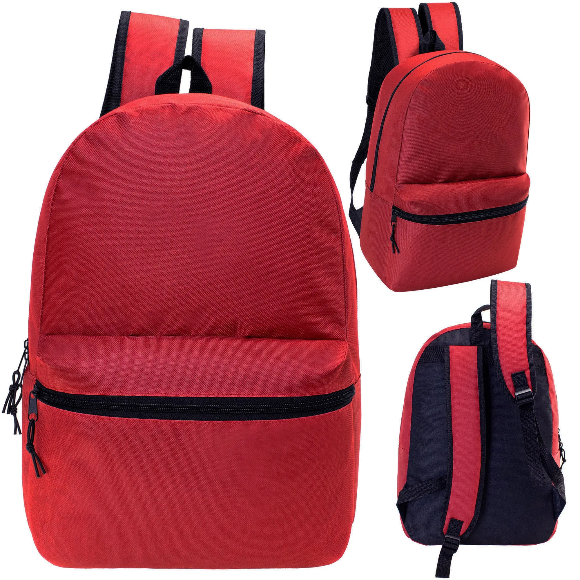 18.5" Basic Wholesale Backpack in 6 Colors - Bulk Case of 24