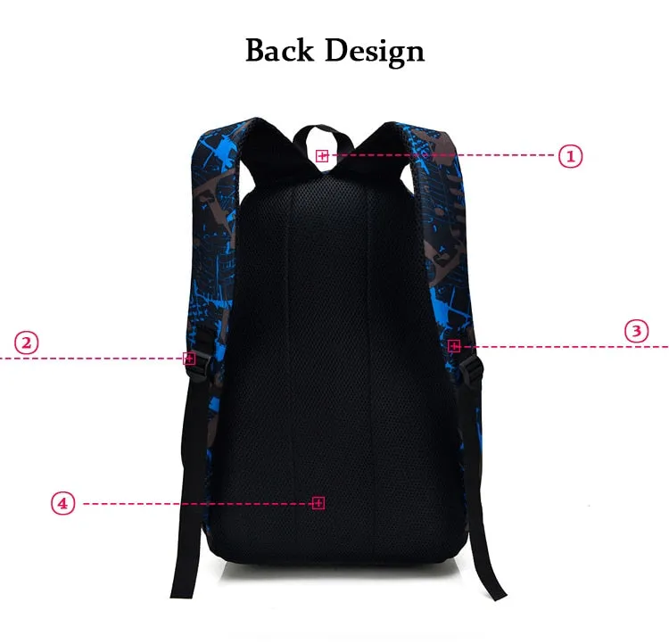 Backpacks USB Charging Backpacks For Teenager 3Pcs/Set   Shoulder School Bags Mochila Travel Bags