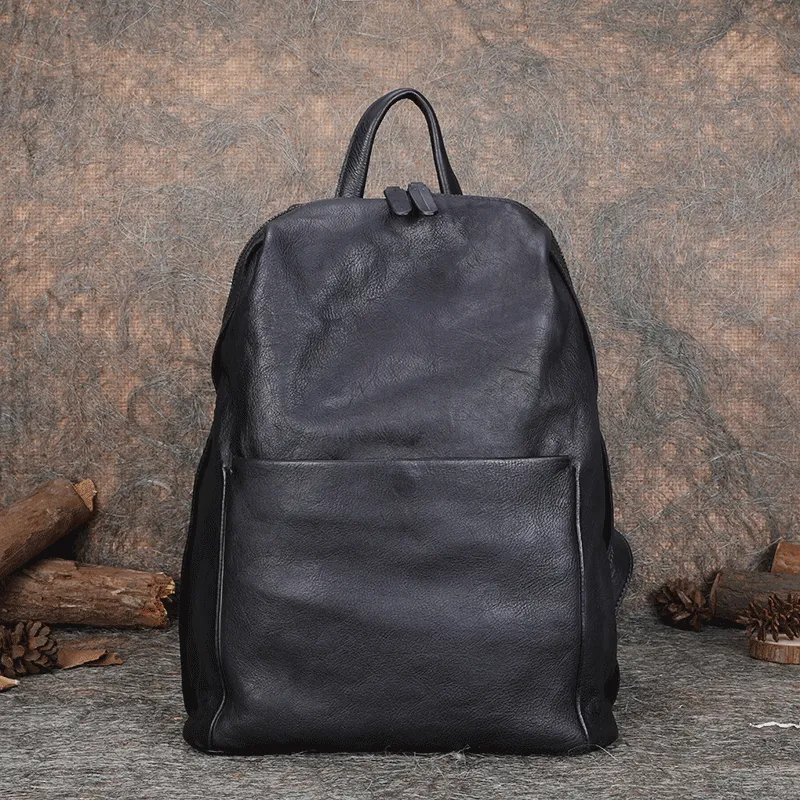 Best Minimalist Brown Leather Rucksack Womens Vintage School Backpacks Leather Backpack Purse