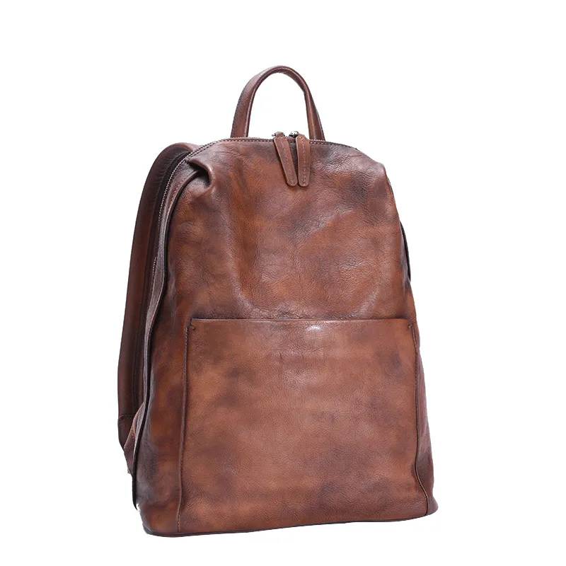 Best Minimalist Brown Leather Rucksack Womens Vintage School Backpacks Leather Backpack Purse