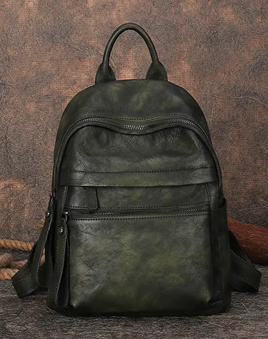 Best Vintage Black Gray Leather Rucksack Womens Vintage School Backpacks Leather Backpack Purse