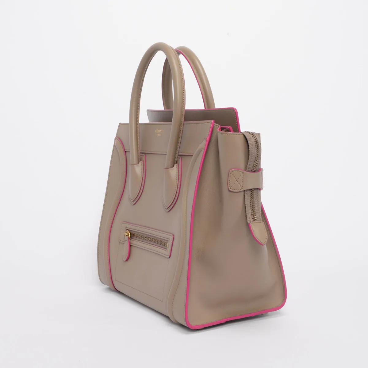 Celine Beige Palmelato Calfskin Mini Luggage Tote