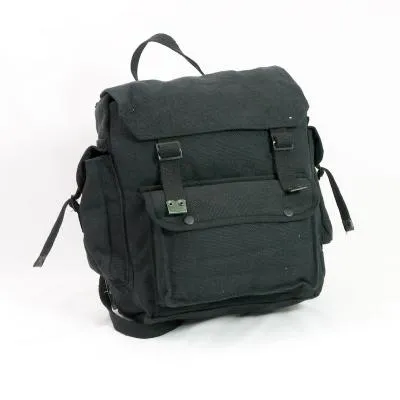 Cotton-Webbing Large 3-Pocket Backpack. New. Black.