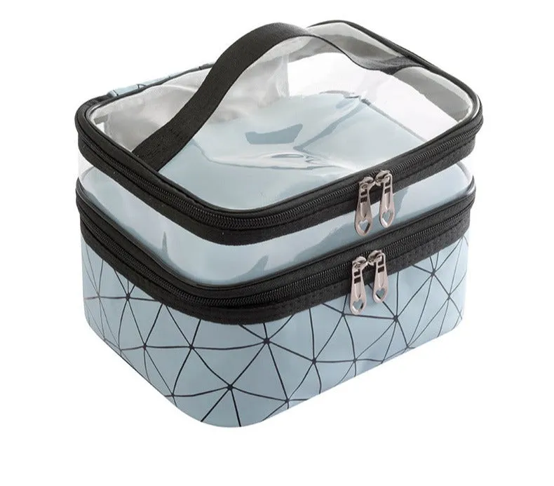 Double Layer Cosmetic Bag Cosmetic Organizer Women Waterproof Travel Skincare Products Large Capacity Makeup Storage Bags