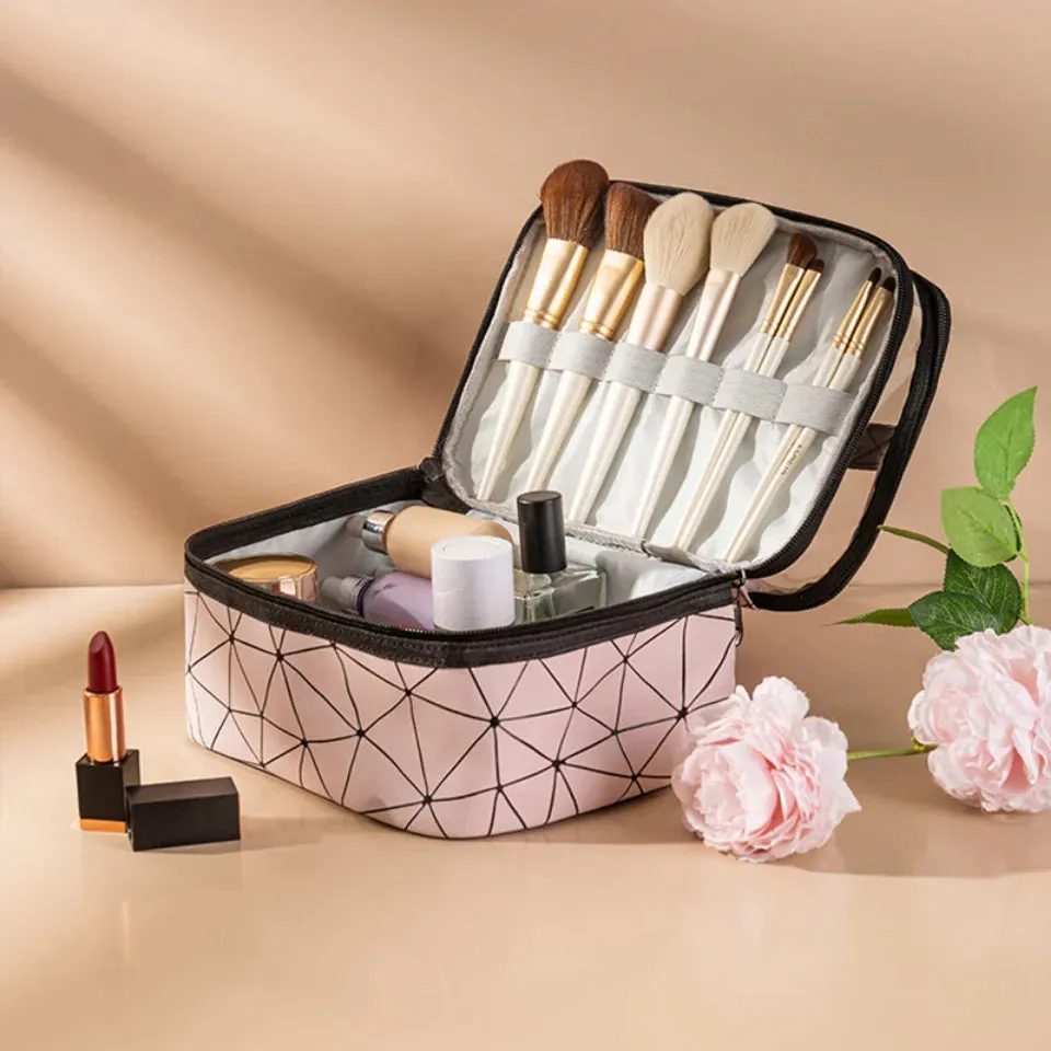 Double Layer Cosmetic Bag Cosmetic Organizer Women Waterproof Travel Skincare Products Large Capacity Makeup Storage Bags