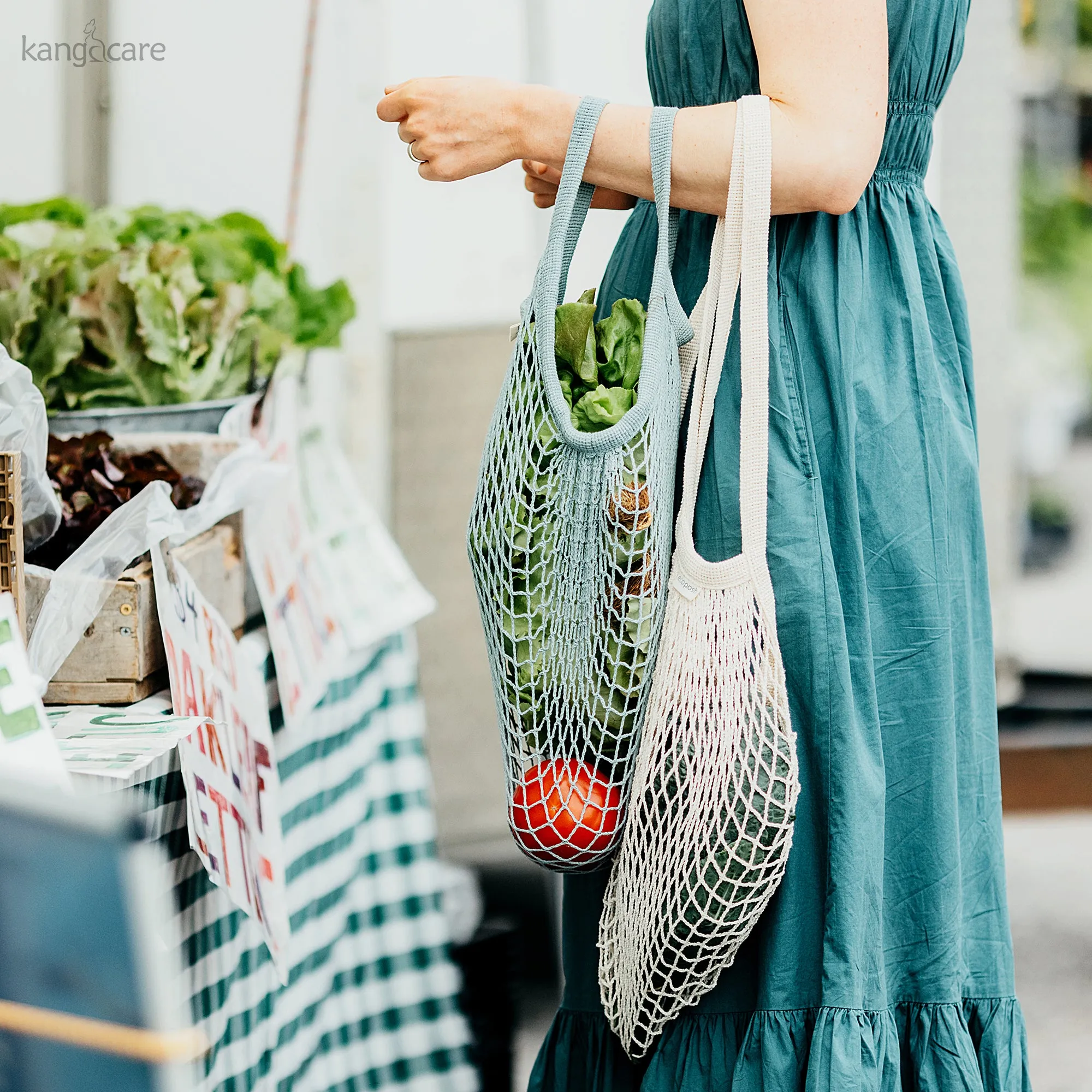 Ecoposh Long Handle Cotton Net Grocery Bag :: Natural