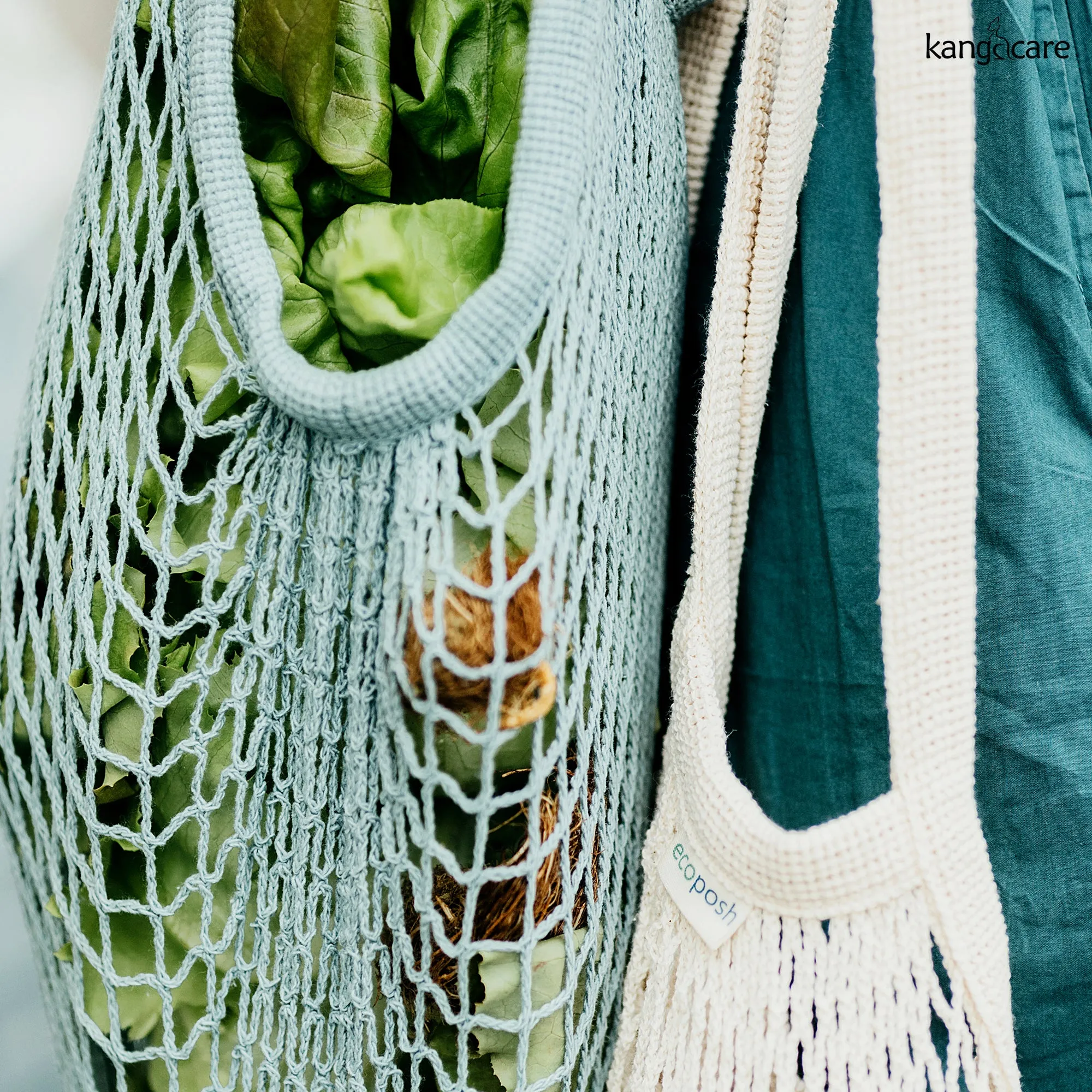 Ecoposh Long Handle Cotton Net Grocery Bag :: Natural