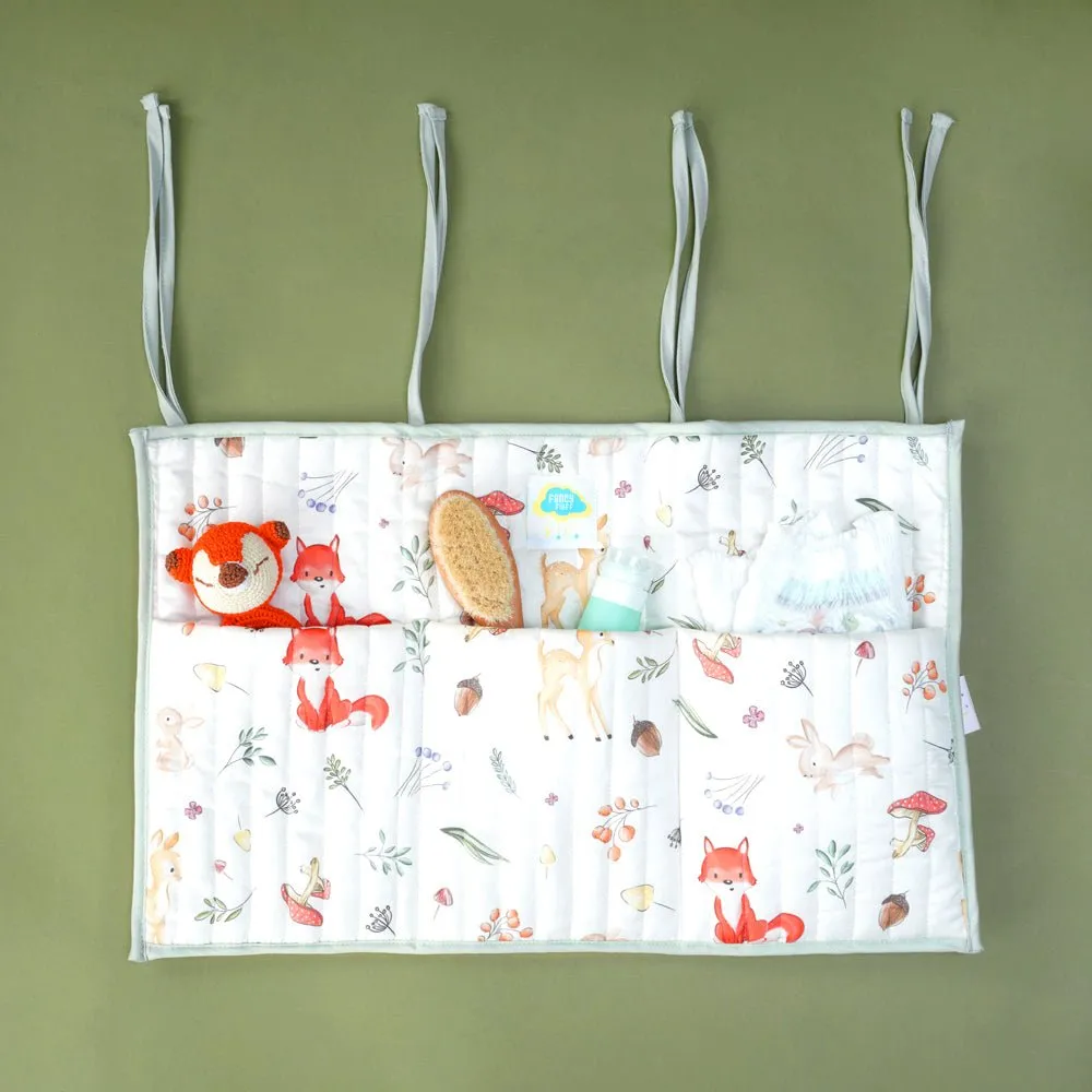 Fancy Fluff Organic Cotton Crib Organiser - Woodland