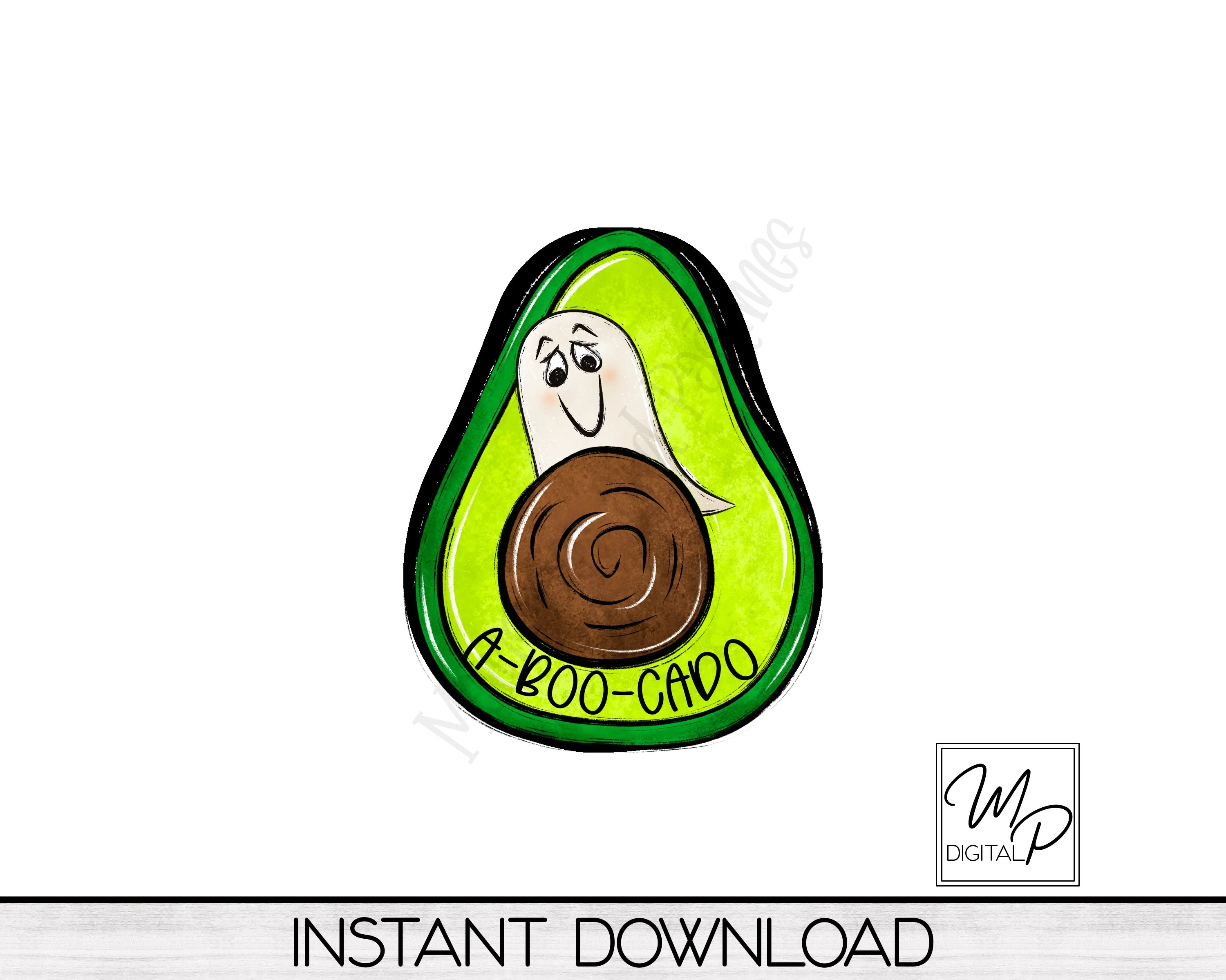 Halloween Ghost Avocado PNG Sublimation Design, Instant Digital Download, Personal and Commercial Use