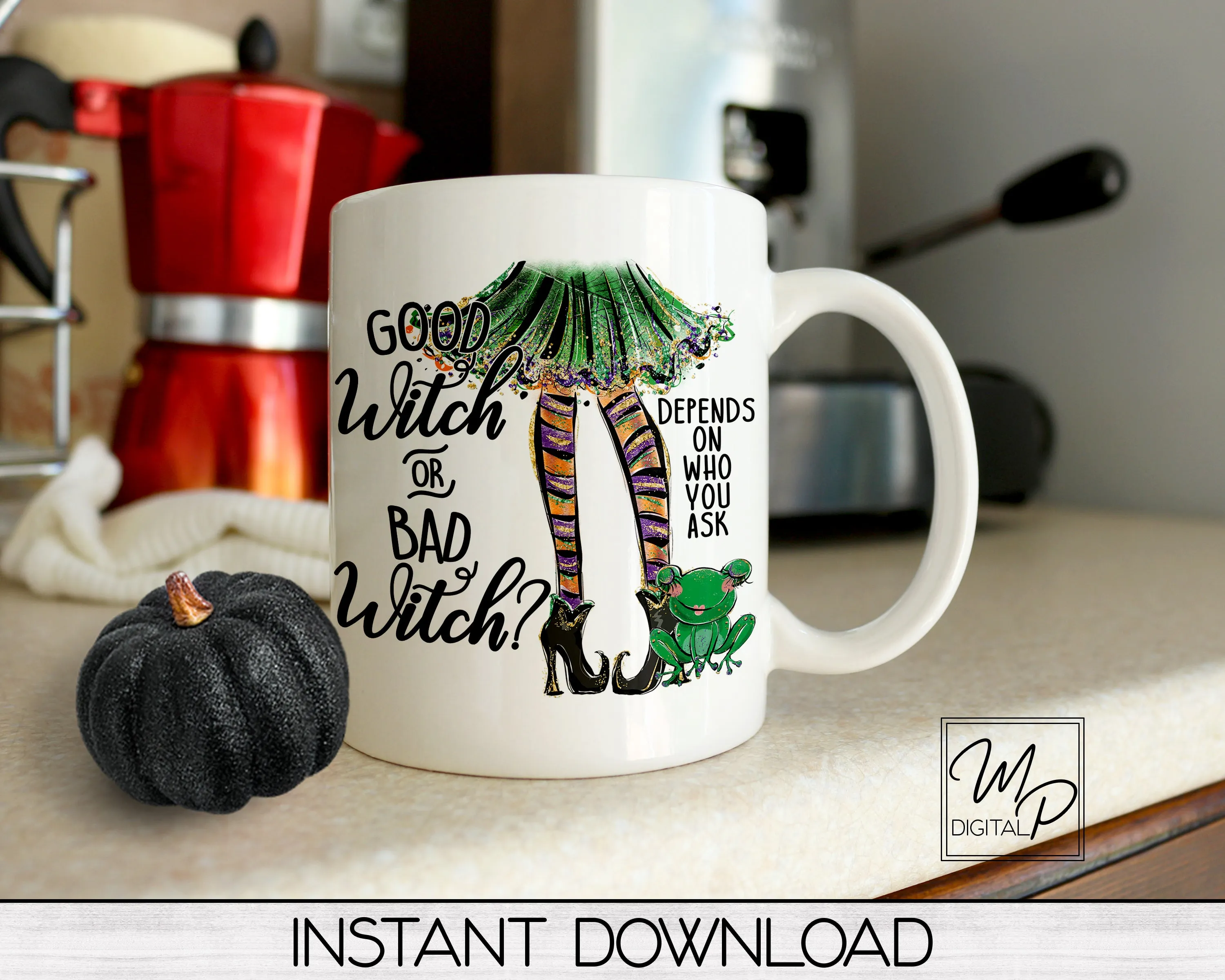 Halloween Sublimation Design PNG Digital Download - Good Witch or Bad Witch Tote Mug Tshirt Tumbler Sublimation - Commercial Use