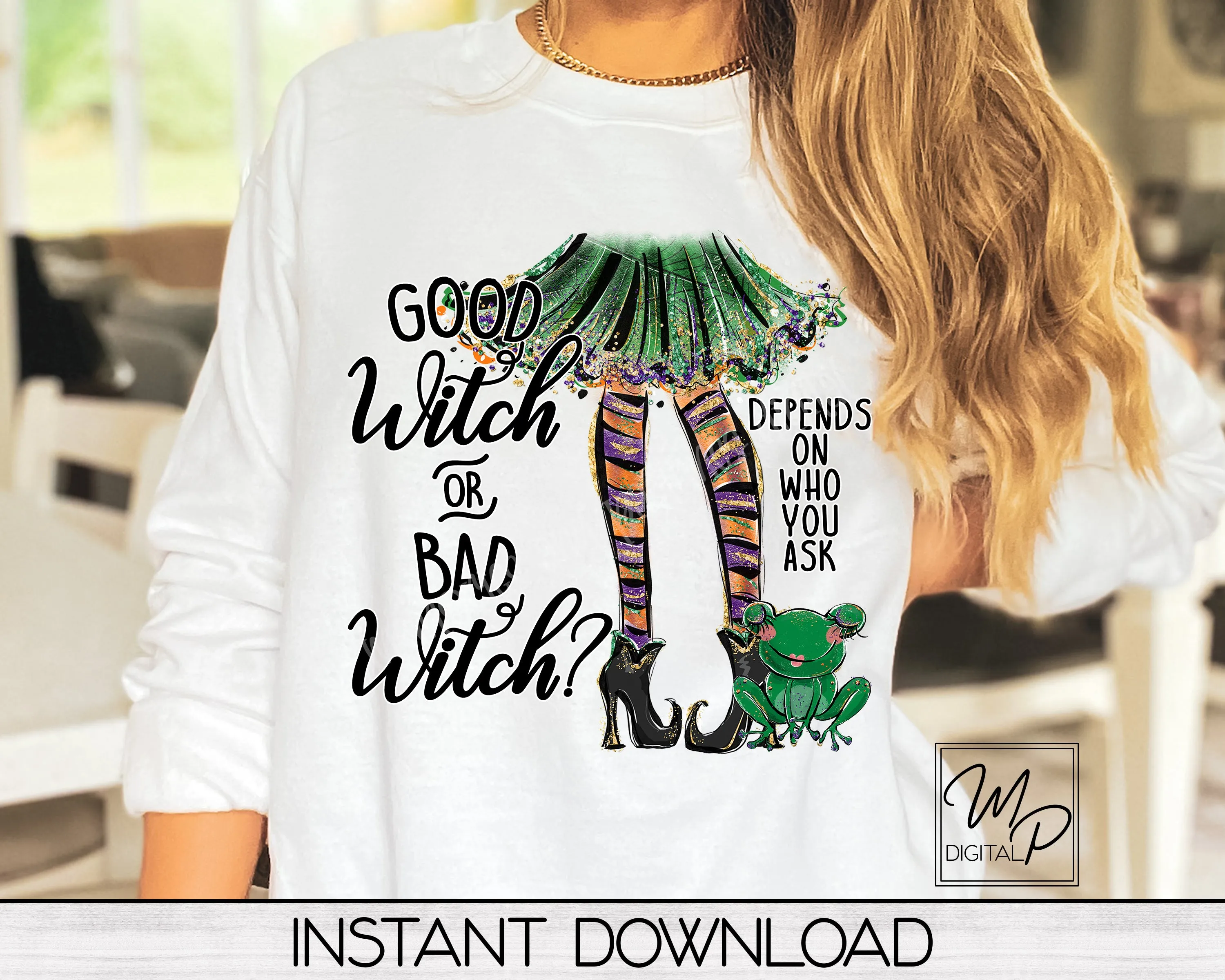 Halloween Sublimation Design PNG Digital Download - Good Witch or Bad Witch Tote Mug Tshirt Tumbler Sublimation - Commercial Use