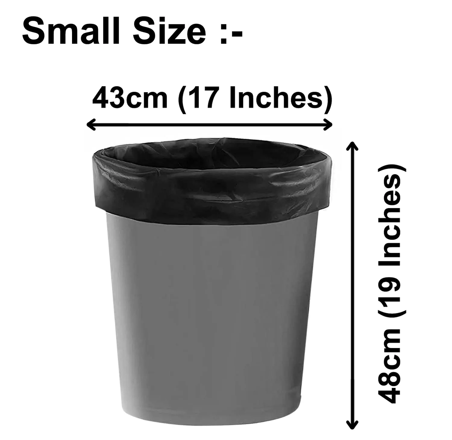 Heart Home Small 120 Garbage Bags/Dustbin Bags, 17x19 Inches (Black)-HS41HEARTHH24007