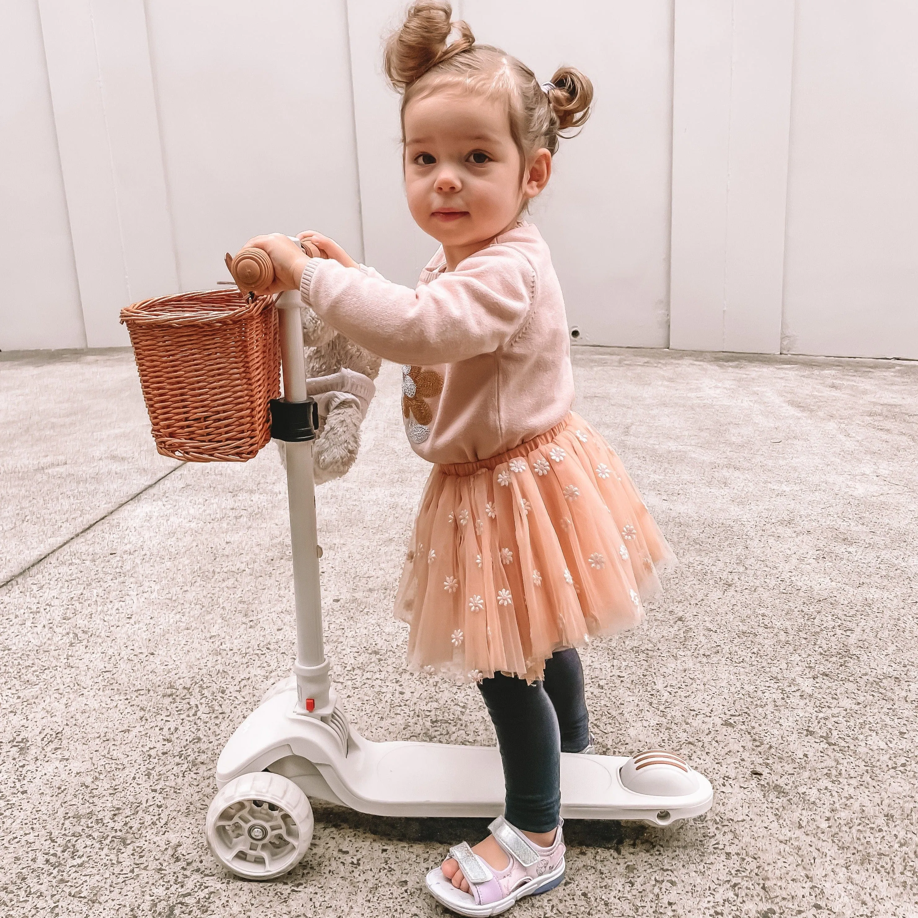 HipKids 3 Wheel Scooter w/ Wicker Basket