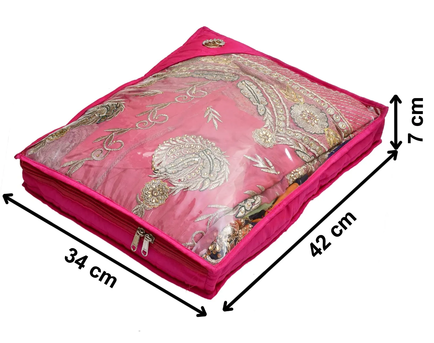 Kuber Industries Non Woven 3" inch Saree Cover With Transparent Top- Pack of 4 (Pink)-HS_38_KUBMART21634