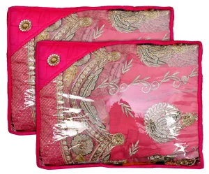 Kuber Industries Non Woven 3" inch Saree Cover With Transparent Top- Pack of 4 (Pink)-HS_38_KUBMART21634