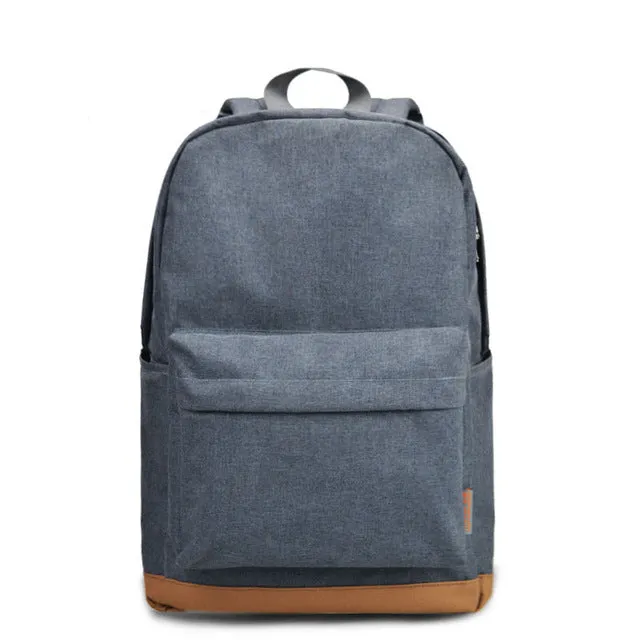 Male Canvas Backpack Gray Casual Rucksacks 15inch Laptop