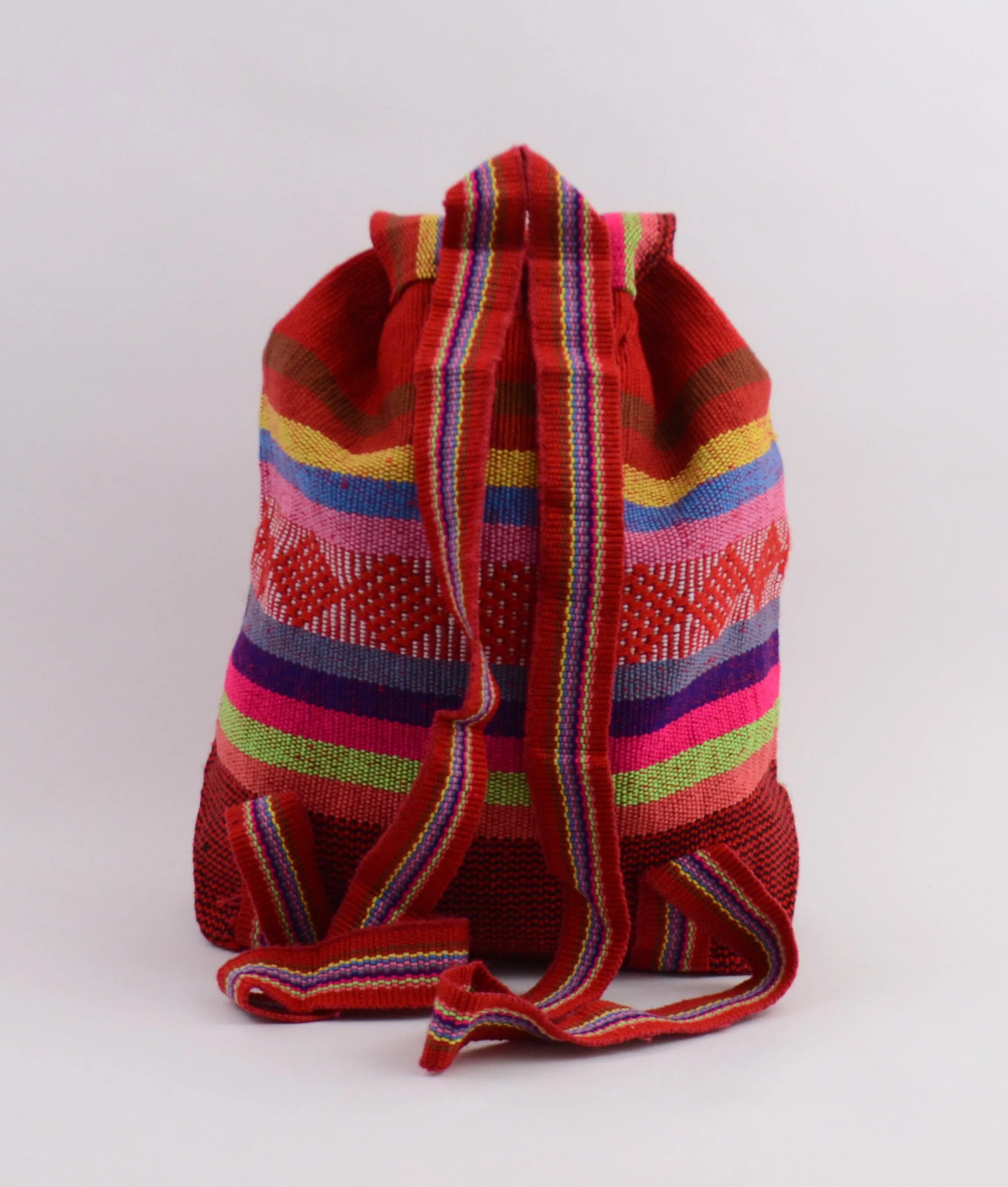 Mexican "Chakra" Red Backpack Lillo Boho Woven Baja Bag