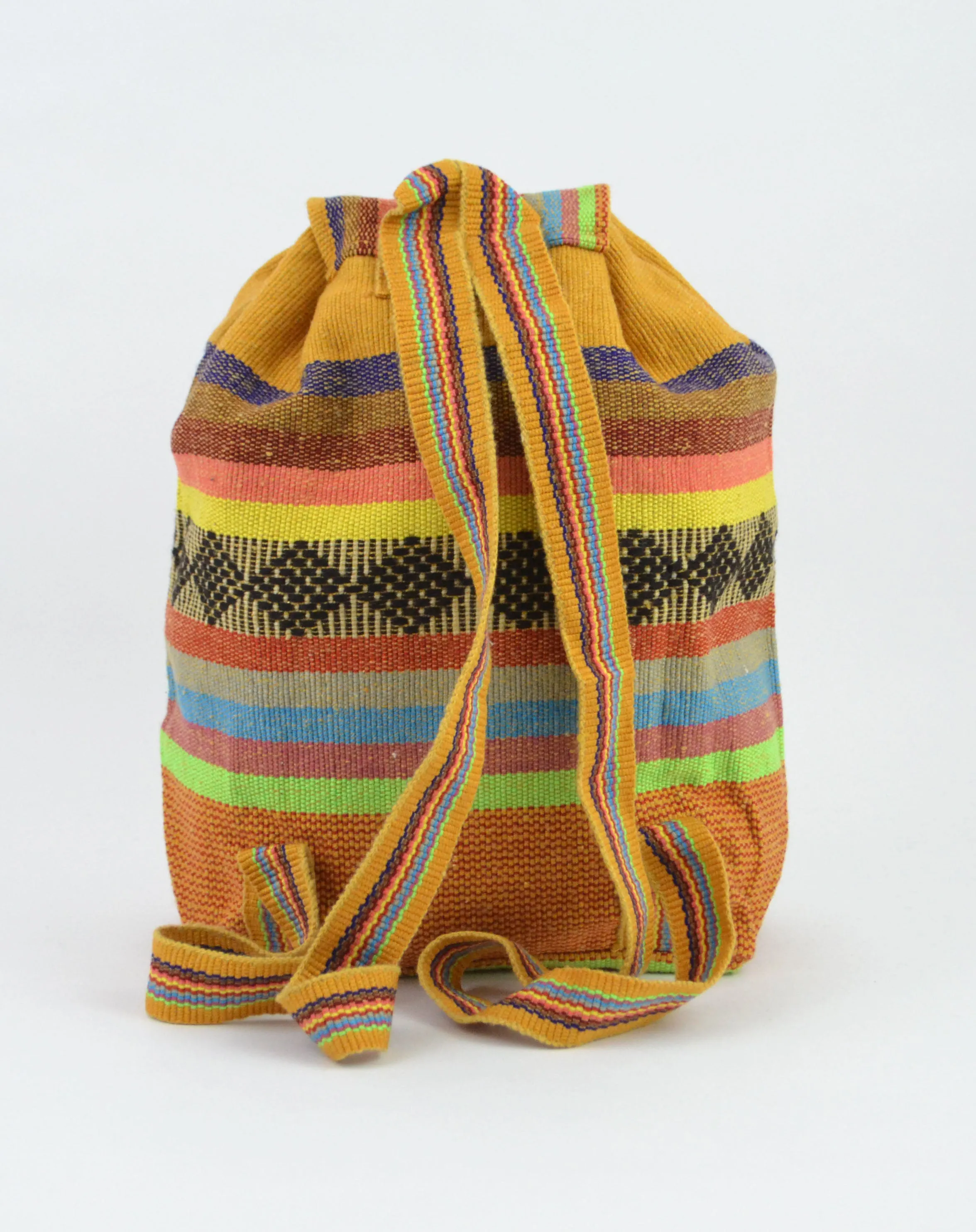 Mexican "Goldie" Gold Rainbow Backpack Lillo Boho Woven Baja Bag