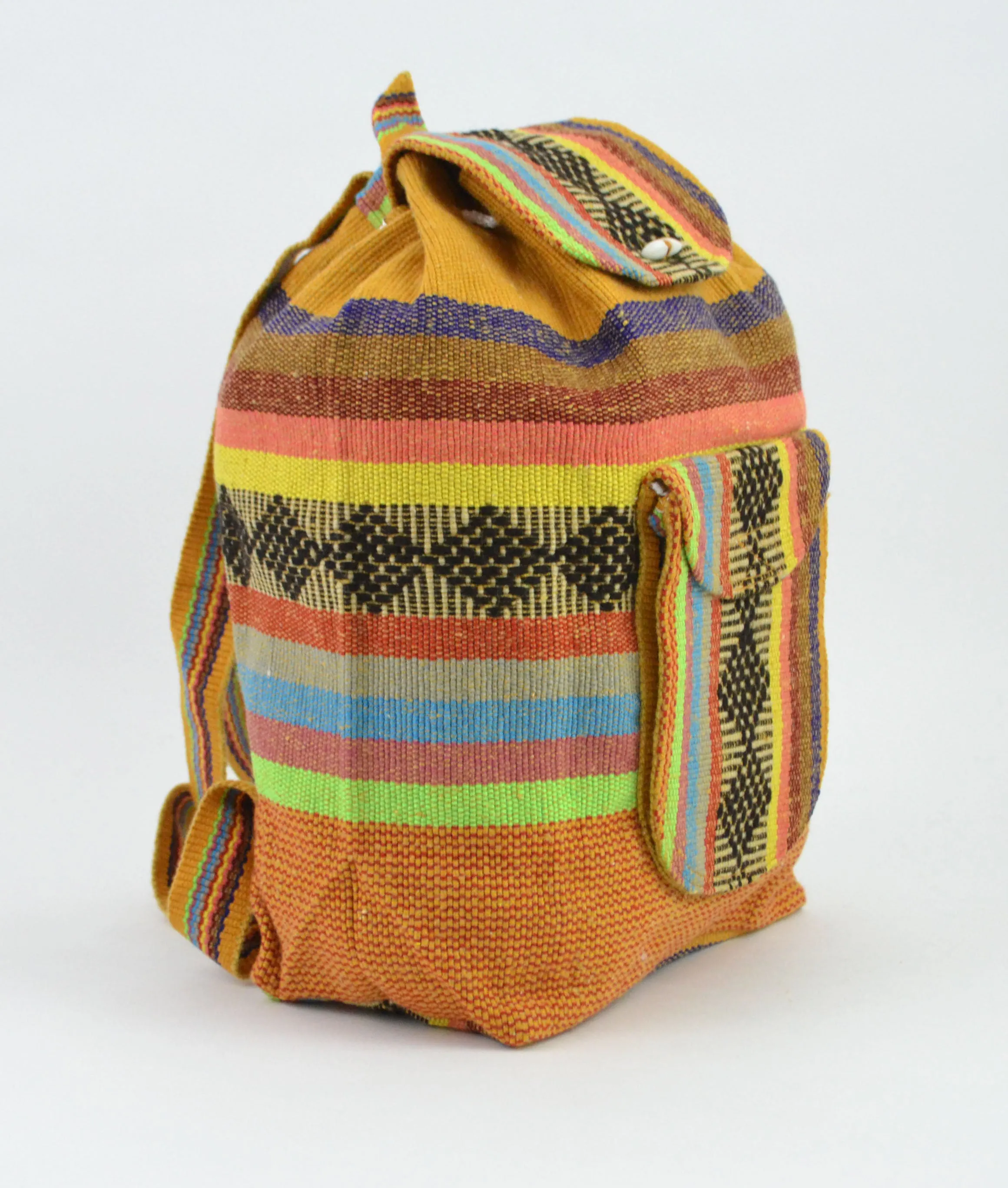 Mexican "Goldie" Gold Rainbow Backpack Lillo Boho Woven Baja Bag