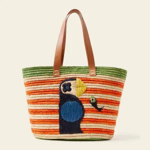 Monday Basket Bag - Puffin Orange Stripe