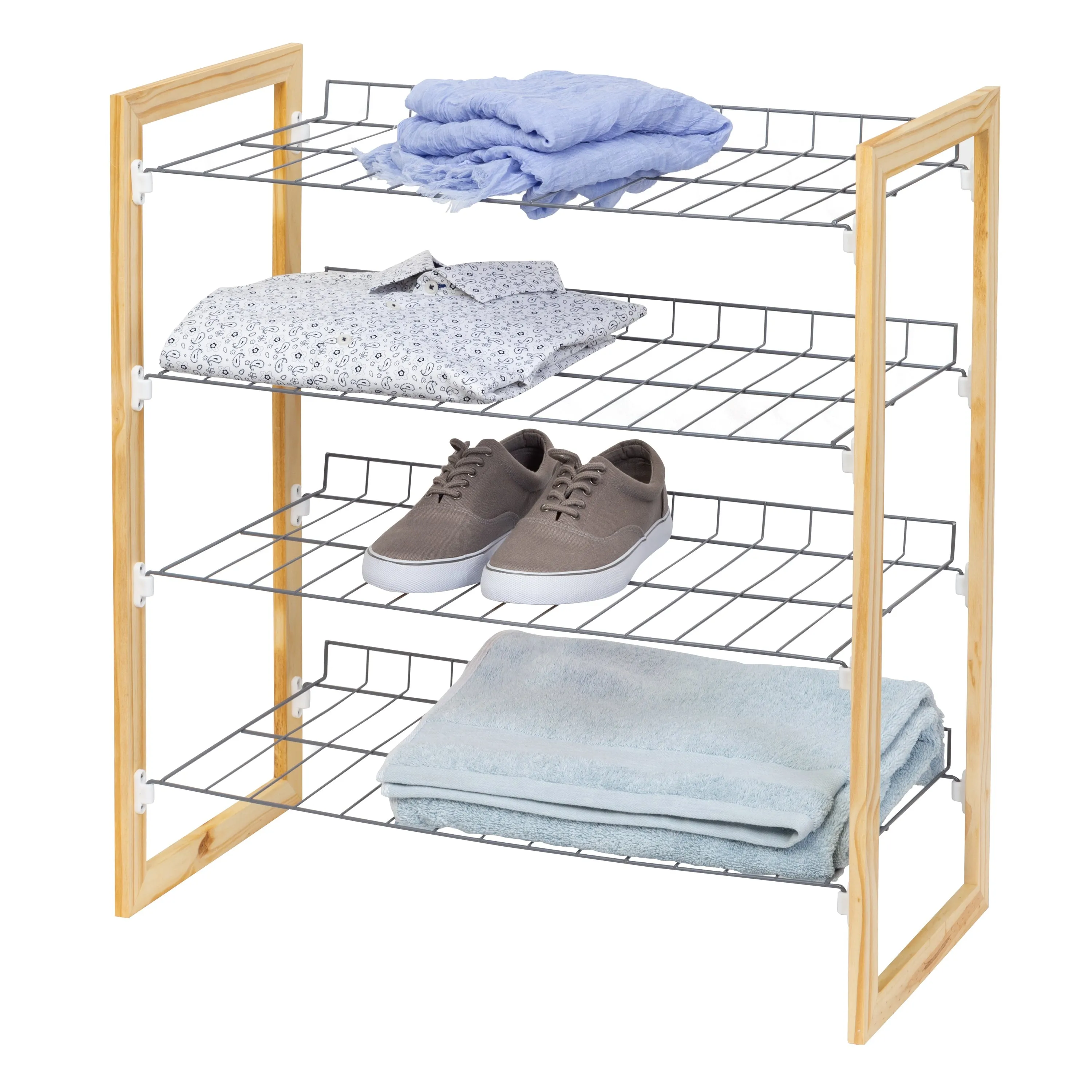 Natural/Chrome 4-Tier Storage Shelf