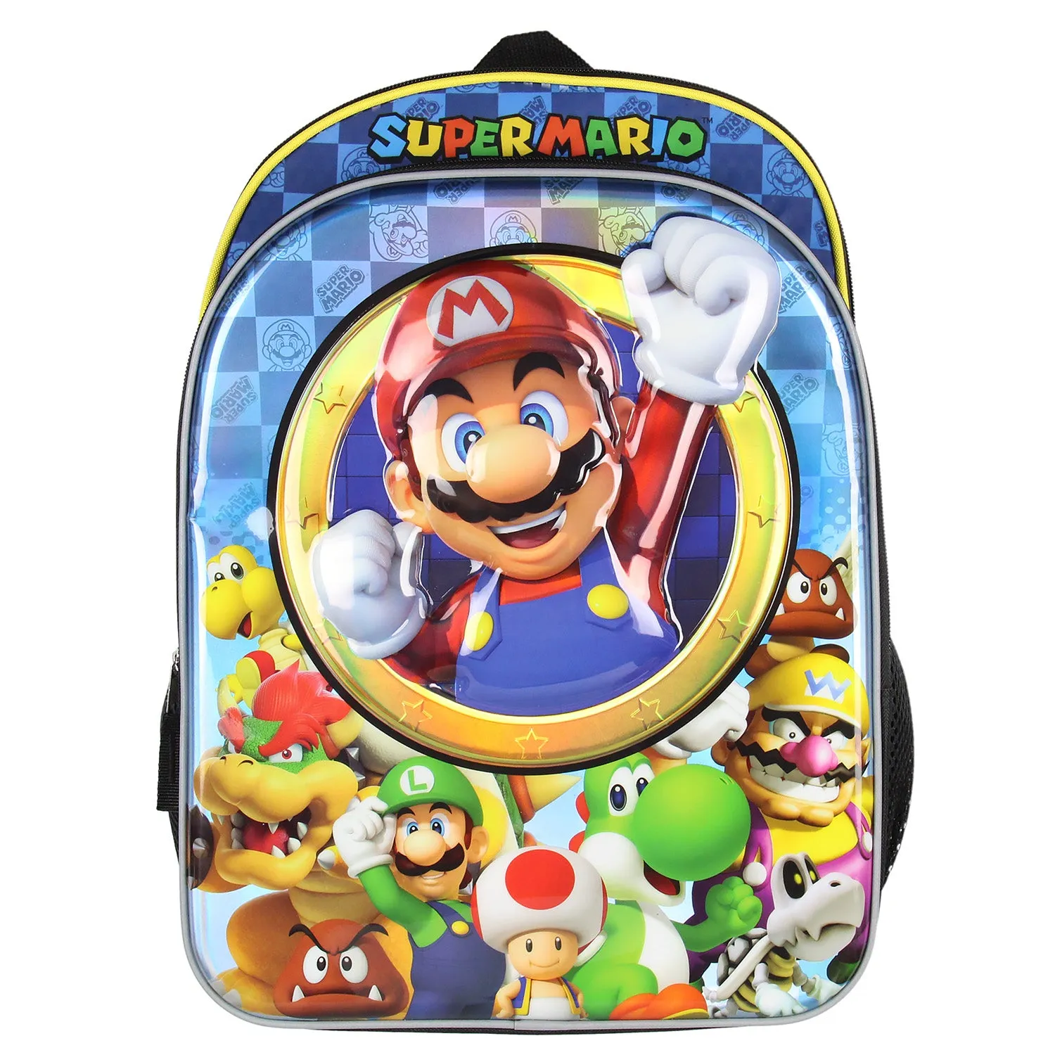 Nintendo Super Mario Bros All Over Character Molded Iridescent 16" Backpack