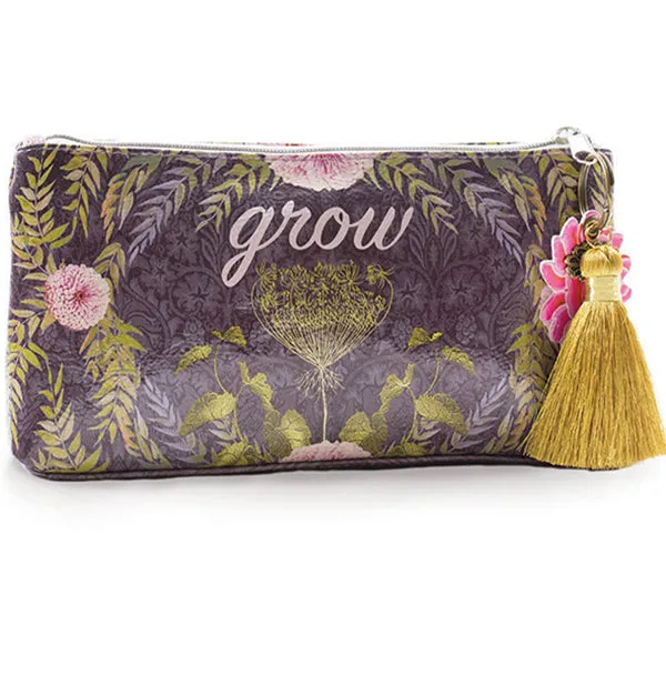 PAPAYA! Art "Grow" Botanical Theme Accessory Pouch Clutch Makeup Bag (10" x 5")