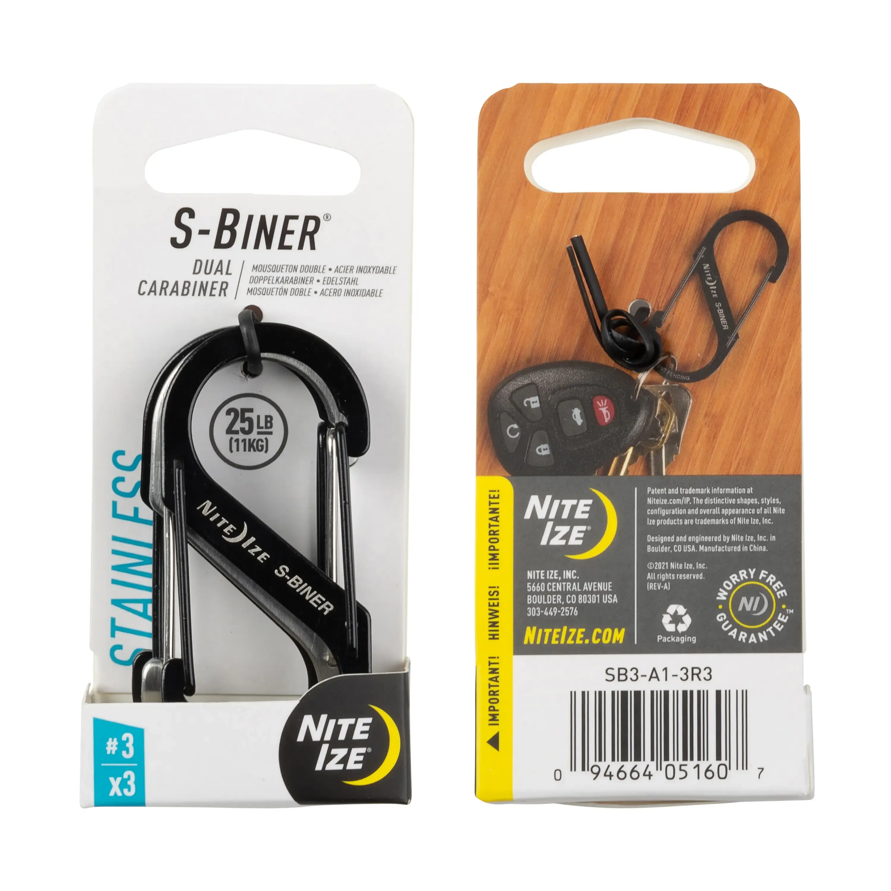 S-Biner Stainless Steel Dual Carabiner #3 3 pack