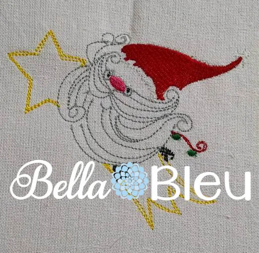 Santa Claus Riding a Shooting Star Colorwork Machine Embroidery Design