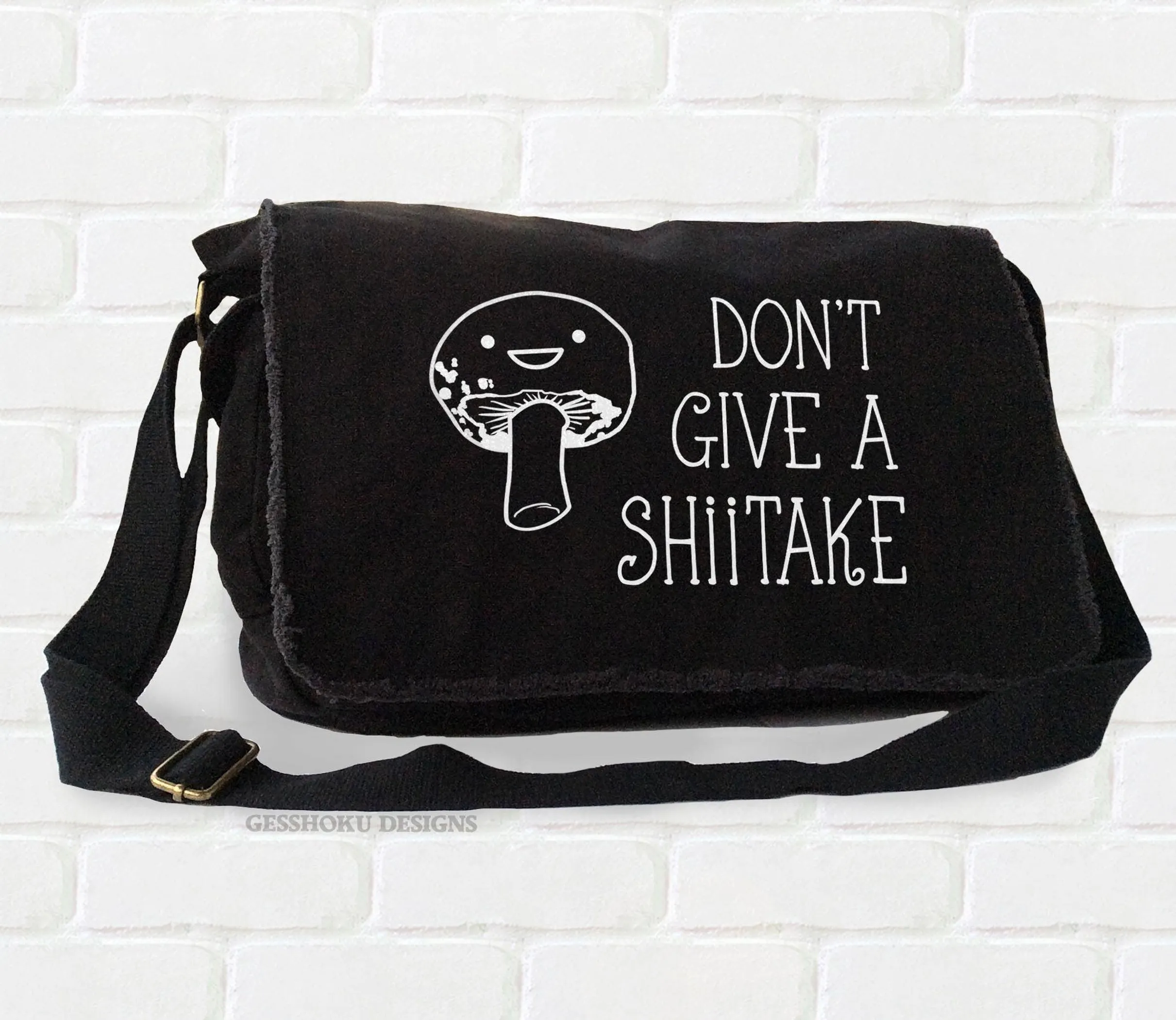 Shiitake Mushroom Canvas Messenger Bag - Funny Quote