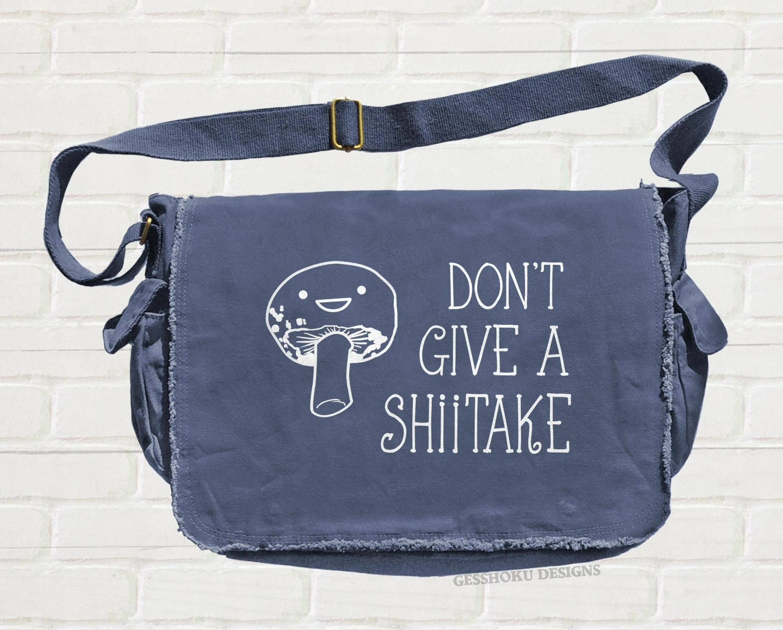 Shiitake Mushroom Canvas Messenger Bag - Funny Quote