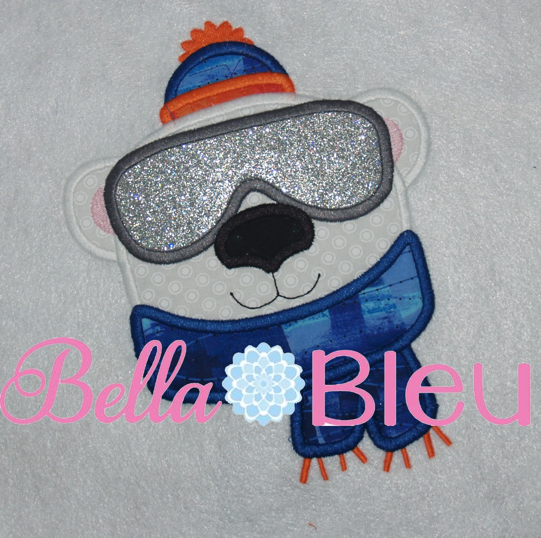 Skiing Polar Bear Winter Holiday Machine Applique Embroidery Design