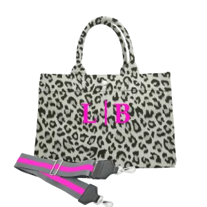 Split Letter Monogram Midi East West Bag: Leopard