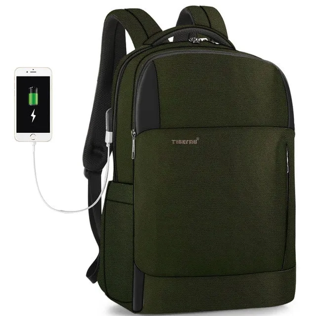 Stylish Backpack with Lock Anti theft Pocket for Men 15.6 inch USB Charging Port Waterproof School Bags