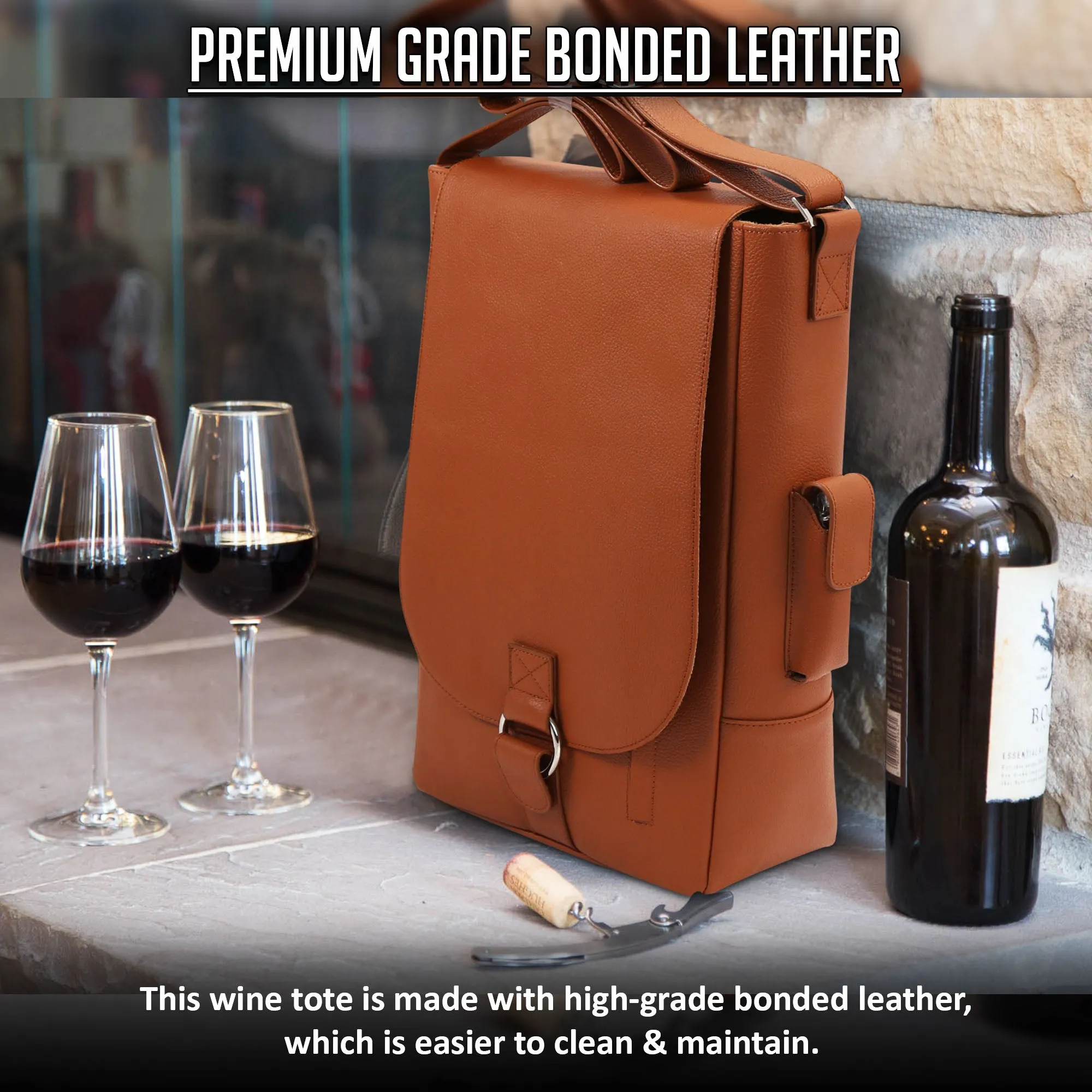 Two Bottle Wine Messenger Bag Vino Design