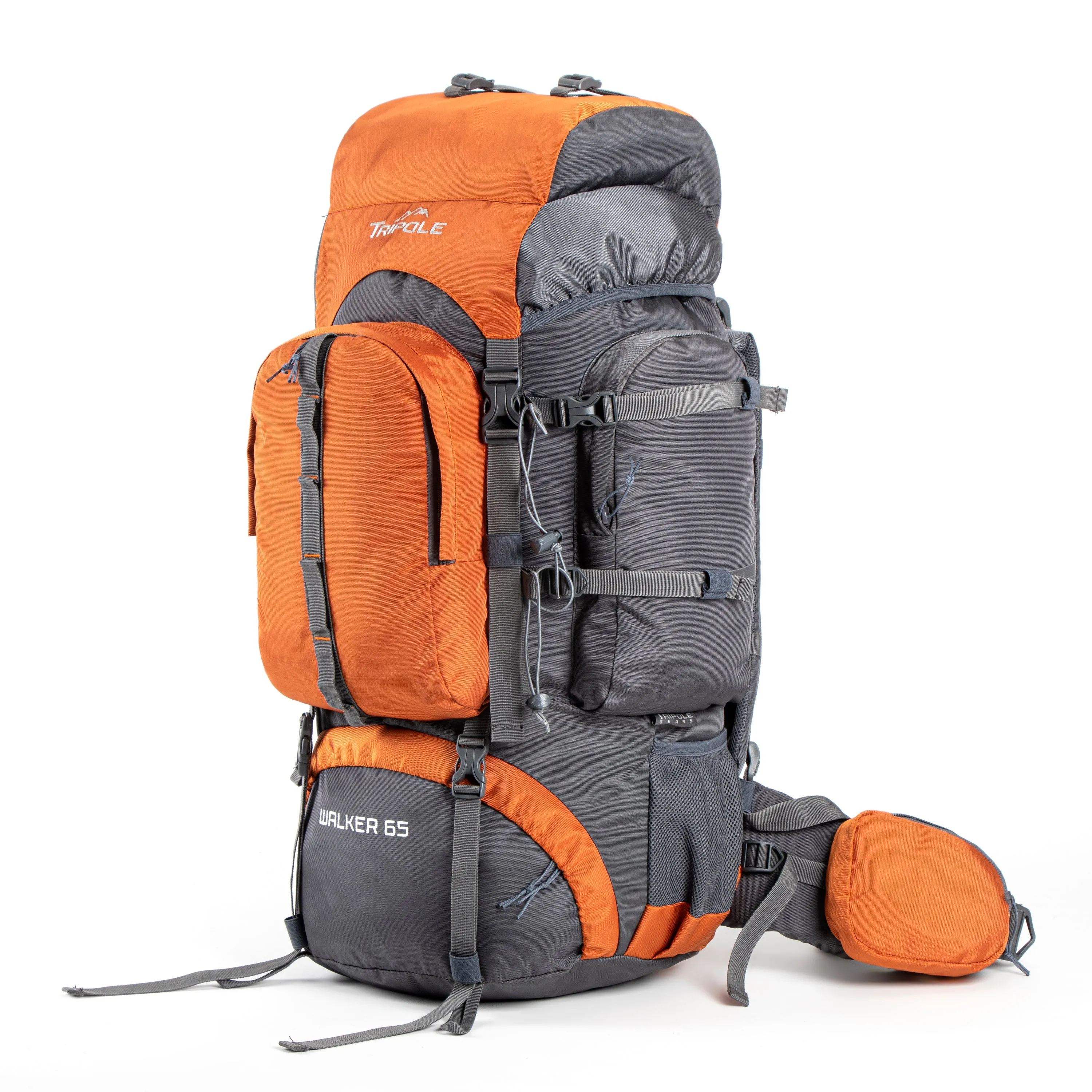 Walker 65 Litre Rucksack (Grey & Orange)   Foldable Day Pack