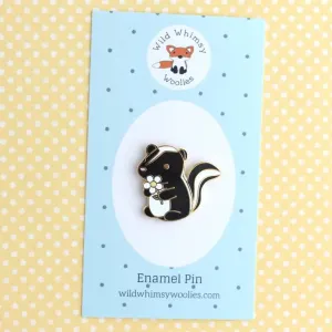 Wild Whimsy Woolies Enamel Pin - Skunk & Daisy